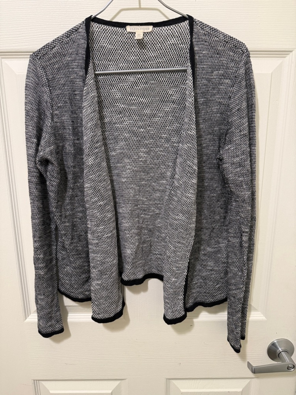 EILEEN FISHER Black and white XS Open front Cardigan.